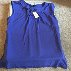 Blue attention cutout top.